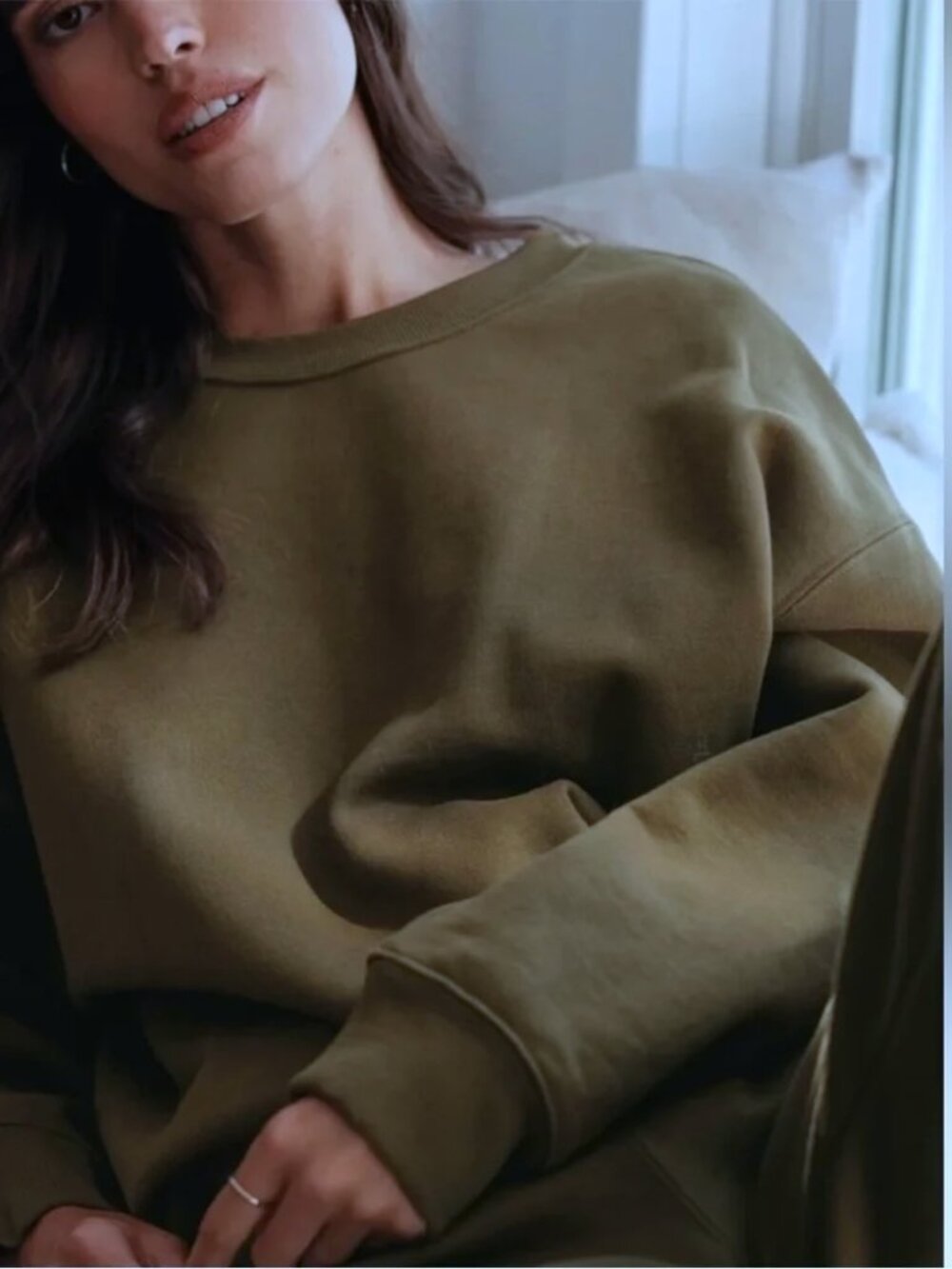 Jenni Kayne Marina Army Green Oversized Sweatshirt Large
